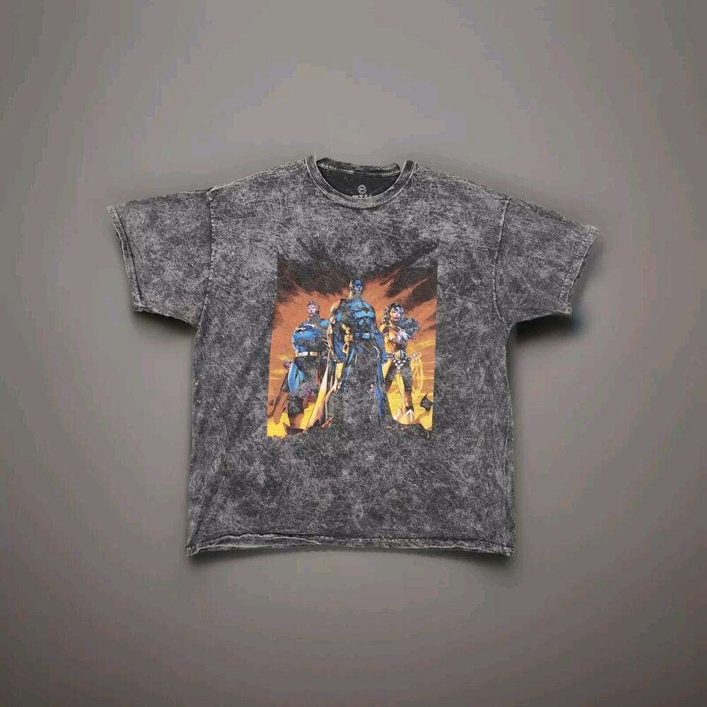 DC COMICS JUSTICE LEAGUE Shirt Mens 2XL XXL BLACK SUPERMAN BATMAN WONDER WOMAN